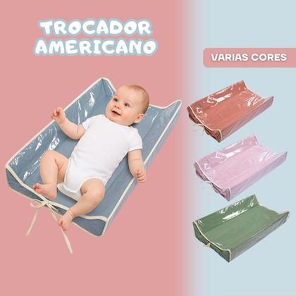 Imagem de Trocador Americano Para Bebê Impermeável Com Laterais Elevadas Conforto Segurança Praticidade