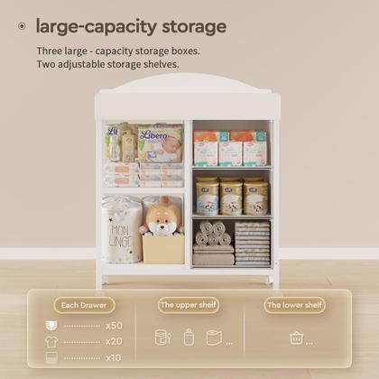 Imagem de Trocador de bebê YeTom Cômoda com 3 gavetas de tecido