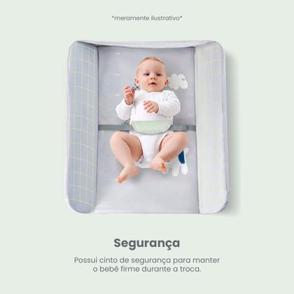 Imagem de Trocador Fraldas Bebê Portátil Cinto Segurança Mede Altura