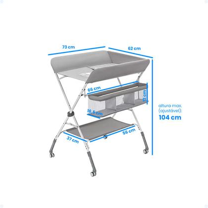 Imagem de Trocador Fraldas Bebê Portátil Cinto Segurança Mede Altura