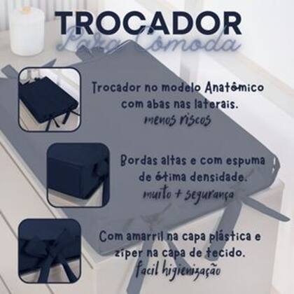 Imagem de Trocador Para Bebê De Cômoda Anatômico Plastificado Padrão Americano