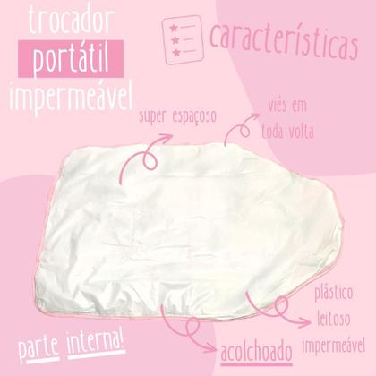 Imagem de Trocador Portátil Bebê Impermeável Grande 100% Algodão com Fechamento - Mãe e Filho Enxovais