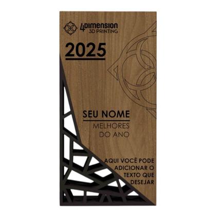 Imagem de Troféu Abstract Polygon - Placa de madeira Gravada a Laser com Detalhe em impressao 3D