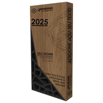 Imagem de Troféu Abstract Polygon - Placa de madeira Gravada a Laser com Detalhe em impressao 3D