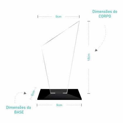 Imagem de Troféu Acrílico Sem Personalização Liso 15cm Trapézio 6 Und