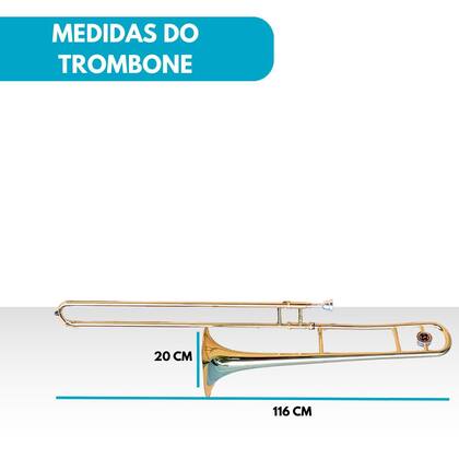 Imagem de Trombone De Vara Laqueado Com case profissional e iniciante
