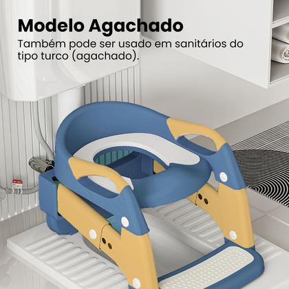 Imagem de Troninho Com Escada Infantil Assento Redutor Vaso Sanitário Criança Elevação Bebe Banheiro Casa Pratico Aprendizado Desfralde