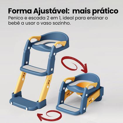 Imagem de Troninho Com Escada Infantil Assento Redutor Vaso Sanitário Criança Elevação Bebe Banheiro Casa Pratico Aprendizado Desfralde