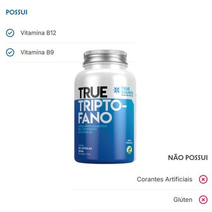 Imagem de True Triptofano 400mg 60 Cápsulas True Source