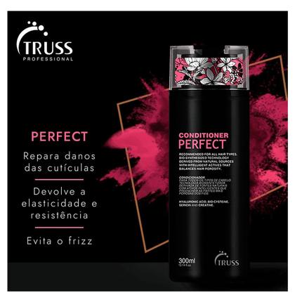 Imagem de Truss Perfect Kit Shampoo Condicionador Máscara Uso Obrigatório Reconstrutor 260ml e Escova