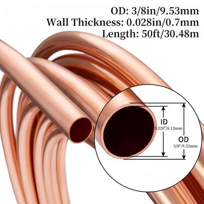 Imagem de Tubo de cobre BELLA BAYS 3/8 OD x 0,320 ID x 15,24 m, 99,9% C12200