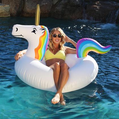 Imagem de Tubo de festa Pool Float GoFloats Unicorn inflável para adultos e crianças