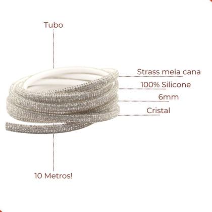 Imagem de Tubo de strass meia cana 6mm com 10 metros