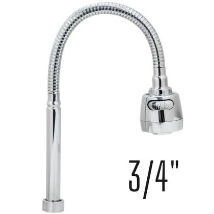 Imagem de Tubo De Torneira Reposição Gourmet Flexível Cozinha Parede Mesa Filtro Purificador 100% Metal Cromado De 3/4" Com Arejador Duplo Jato Iguatemi