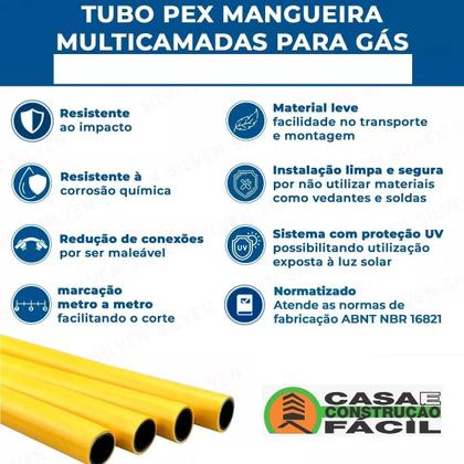 Imagem de Tubo Multicamada p/ Gás GN e GLP-Amarelo-20mm-Rolo 40 Metros