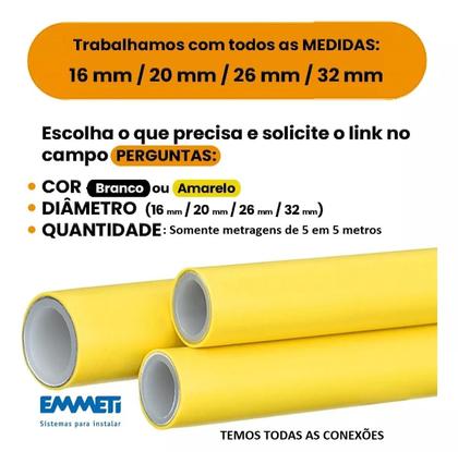 Imagem de Tubo Multicamada p/ Gás GN e GLP-Amarelo-20mm-Rolo 40 Metros