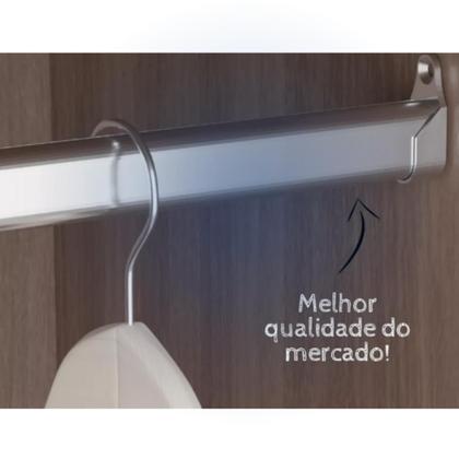 Imagem de Tubo Oval Oblongo Cabideiro Aço Cromado Suporte de Guarda Roupas (Escolha a Medida)