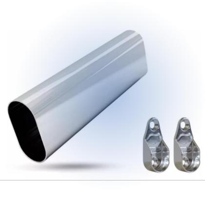 Imagem de Tubo Oval Oblongo Cabideiro Aço Cromado Suporte de Guarda Roupas (Escolha a Medida)
