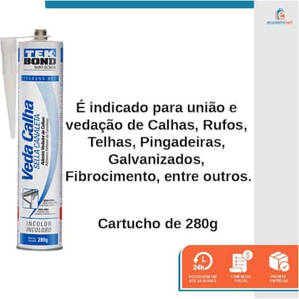 Imagem de Tubo Silicone Cola Veda Calha Rufos Telhas Incolor 280g Tekbond