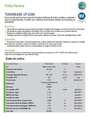 Imagem de Tunap Tungrease CP-2/ 200 - 1 kg - Graxa Food Grade NSF