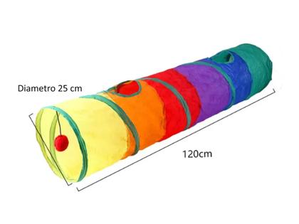 Tunel Colorido Brinquedo de gato - 3 metros com bolinha - Tikal Imagem de Tunel Colorido Brinquedo de gato - 3 metros com bolinha