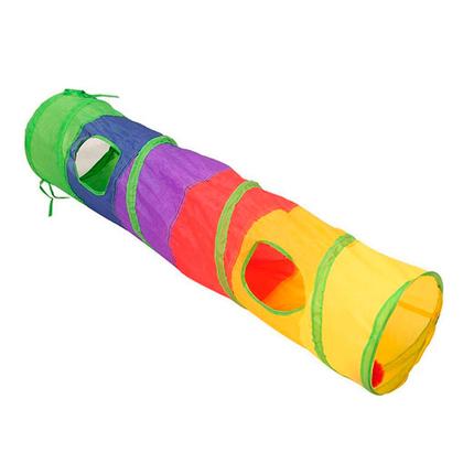 Imagem de Túnel Pet Para Gato Diversão Labirinto Interativo Cachorro Cão Brinquedo Pet Colorido 125cm x25 cm