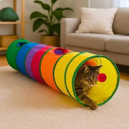 Imagem de Túnel Reto Para Gato Labirinto Interativo Brinquedo Pet
