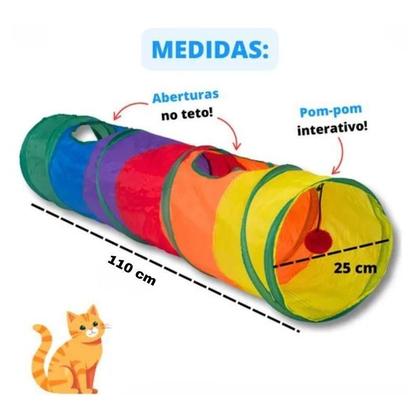 Imagem de Túnel Reto Para Gato Labirinto Interativo Brinquedo Pet