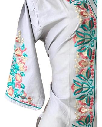 Imagem de Túnica Bata Indiana Feminina Luxo Bordada Algodão PK-2406