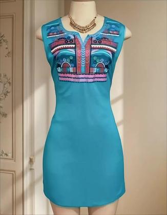 Imagem de Túnica Indiana Bordada, Em Viscose, Manga Cavada, Cod.2177