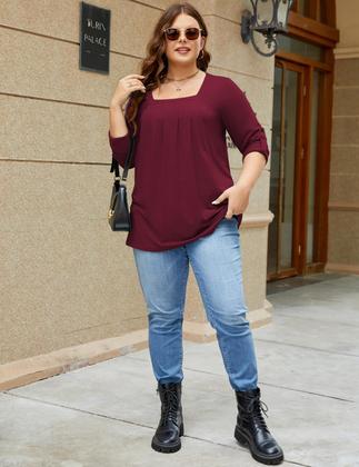 Imagem de Túnica Kancystore Wine Red Plus Size 2GG para mulheres