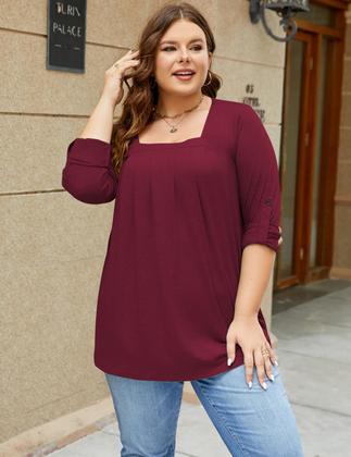 Imagem de Túnica Kancystore Wine Red Plus Size 2GG para mulheres