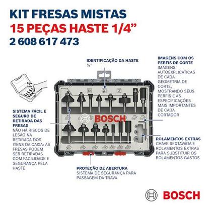 Imagem de Tupia Coluna Bosch 1300w Gof130 E Kit Fresas 2607017473 220v