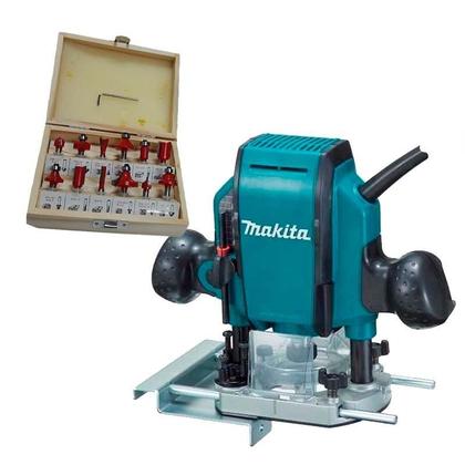 Imagem de Tupia Coluna Makita 900W Rp0900 220V + Jogo Fresas Madeira