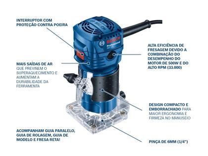 Imagem de Tupia Elétrica Bosch GKF 550 550W 5 Peças