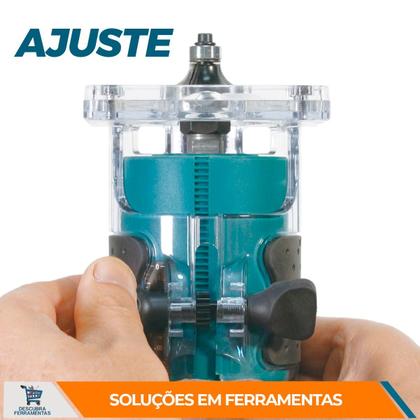 Imagem de Tupia Eletrônica A Bateria DRT52Z Makita 18V Motor Brushless 30000RPM Pinça 6mm 0,25Pol Base Transparente Uso Profissional Em Madeira MDF Sem Bateria
