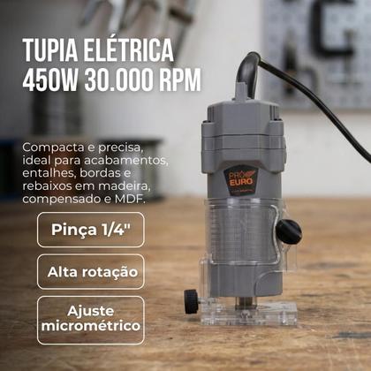 Imagem de Tupia Laminadora 450W 127V 30000 RPM para Madeira Pró Euro