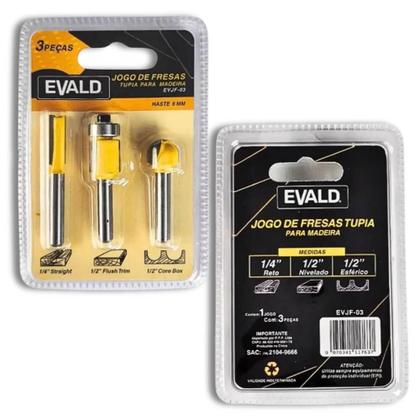 Imagem de Tupia para Laminado 6mm 650W EVTUP110/220 com Kit 3 Fresas para Madeira 6mm EVJF-03 EVALD