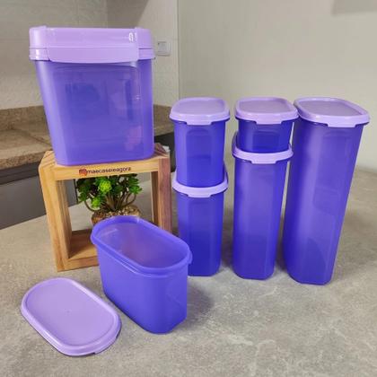 Imagem de Tupperware Kit Armazenagem Cozinha Compacta Modulares Lilás 7 peças