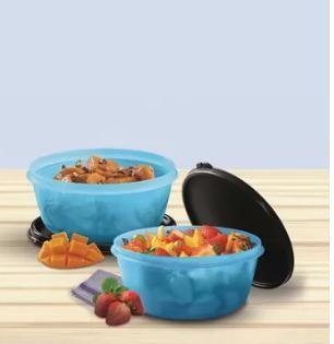 Imagem de Tupperware Tigela Visual 1,5 Litro Azul e Preto Hermetica 2 Peças