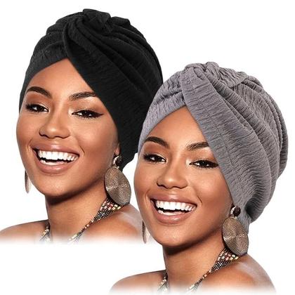 Imagem de Turbante Feminino Com Pregas E Nó, Boné Elástico Para Quimioterapia, Hijab, Touca, Chapéu