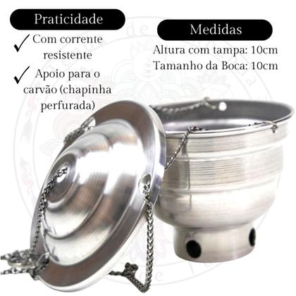 Imagem de Turibulo Incensário Defumador em Alumínio