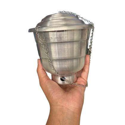 Imagem de Turíbulo Para Defumação Grande em Alumínio Com Corrente 15 cm