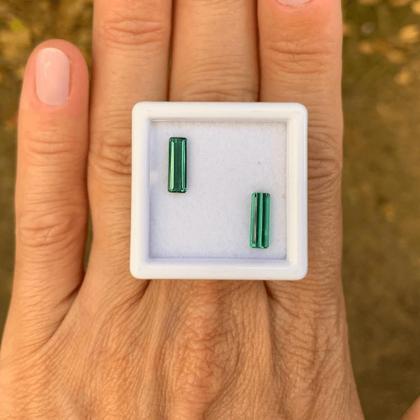 Imagem de Turmalina Azul Esverdeada Baguete Retangular Par 1,41ct