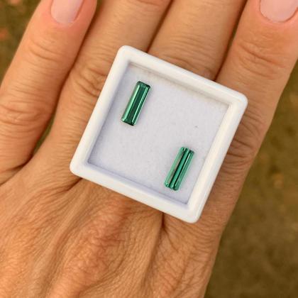 Imagem de Turmalina Azul Esverdeada Baguete Retangular Par 1,41ct