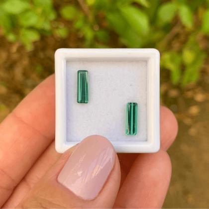 Imagem de Turmalina Azul Esverdeada Baguete Retangular Par 1,41ct