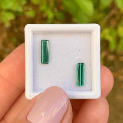 Imagem de Turmalina Azul Esverdeada Baguete Retangular Par 1,41ct