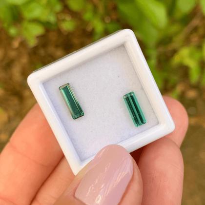Imagem de Turmalina Azul Esverdeada Baguete Retangular Par 1,41ct