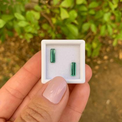 Imagem de Turmalina Azul Esverdeada Baguete Retangular Par 1,41ct