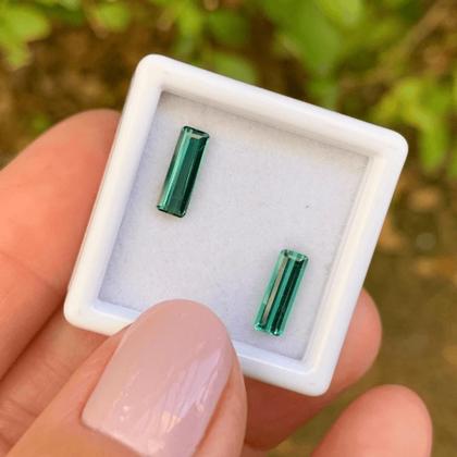 Imagem de Turmalina Azul Esverdeada Baguete Retangular Par 1,41ct